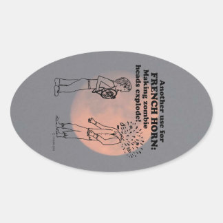 Oval-Sticker für das französische Horn Zombie Ovaler Aufkleber