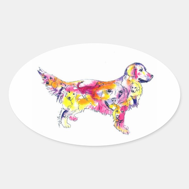 Oval Sticker für Golden Retriever (Vorderseite)