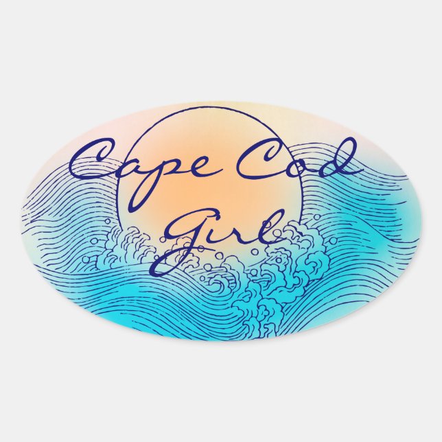 Oval Stickers für Cape Cod Girl (4 pro Blatt) (Vorderseite)
