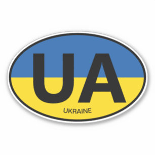 Oval Ukraine Flaggenstaat Code Vinyl Car Aufkleber