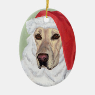 Oval-Verzierung Weihnachtsgelbe Labradors Sankt Keramikornament