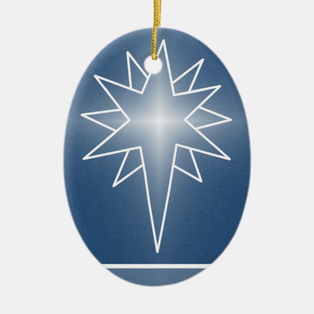 Oval Weihnachtsschmuck im Nordstern, blau (Vorne)