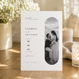 Ovalbogen Elegante redaktionelle Foto-Hochzeit  Einladung