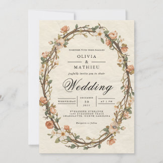 Ovale Blumenhochzeit Einladung