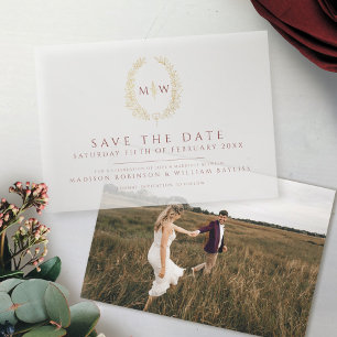 Ovale, dunkelrote Save the Date Hochzeit