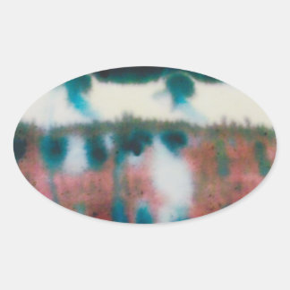 Ovale glänzende Aufkleber mit altem Backstein-Gebä