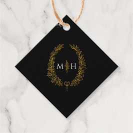 Ovale Hochzeit der schwarzen, goldgelben Kronen Geschenkanhänger