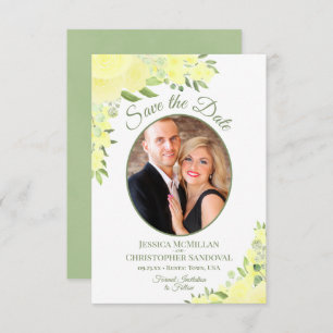 Ovale Hochzeit des Gelben Fotos Save The Date