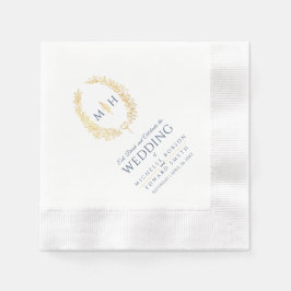 Ovale Hochzeitskleider aus Blauem und Goldblatt Serviette