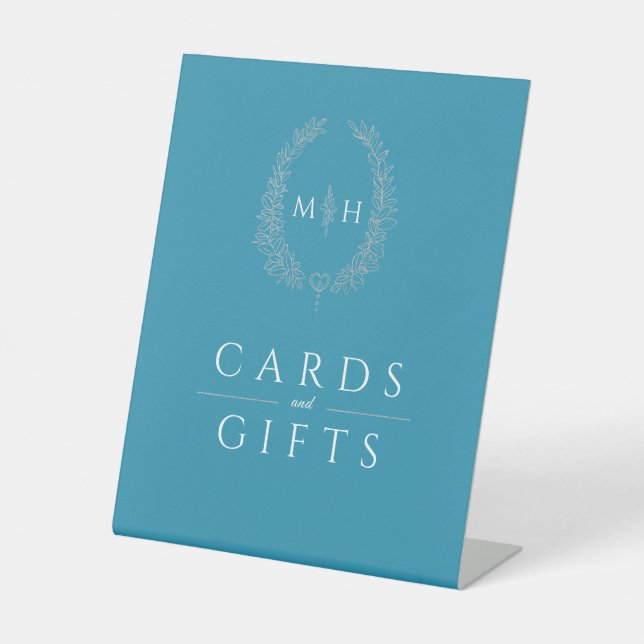 Ovale Kranz aquamarine Silberhochzeitkarten und -g Sockelschild (Vorderseite)