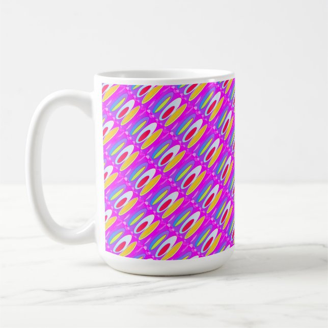 Ovale Musterkunst in gemischten Farben hell modern Kaffeetasse (Links)