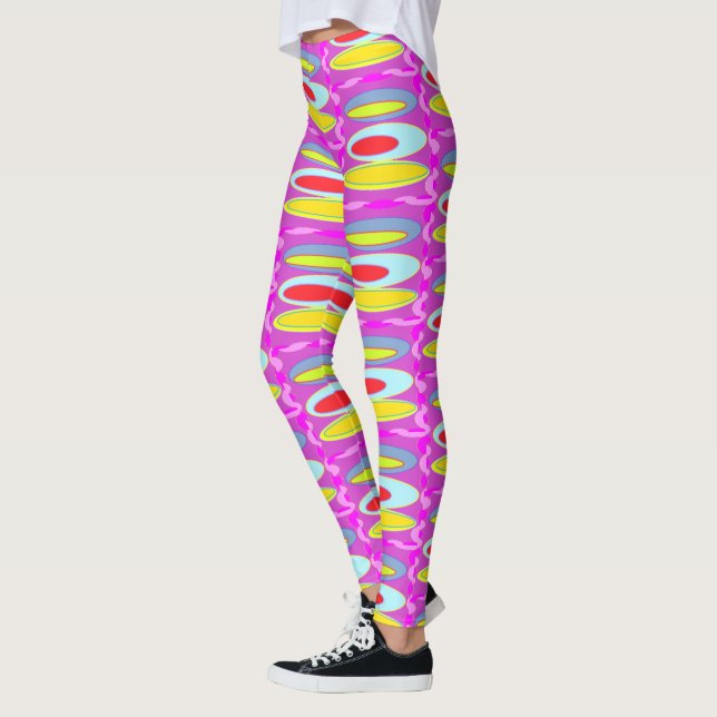 Ovale Musterkunst in gemischten Farben hell modern Leggings (Links)