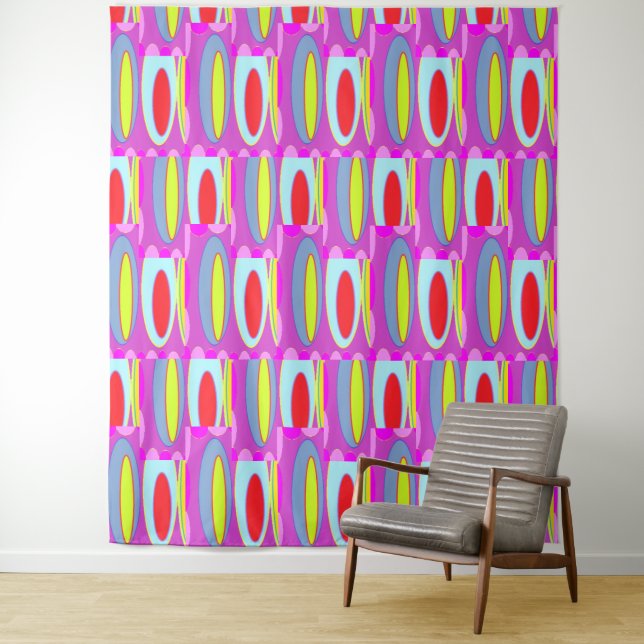 Ovale Musterkunst in gemischten Farben hell modern Wandteppich (Beispiel)