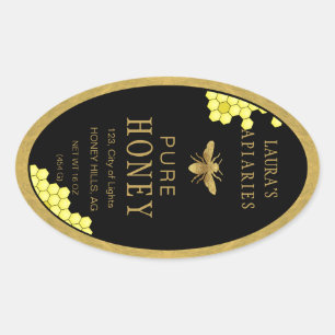 Ovale Queenline Honigglas Biene Apiary Gold Vintag Ovaler Aufkleber