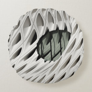 Ovale schwarze Farbglasplatte auf weißer Oberfläch Rundes Kissen