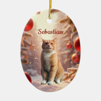 Ovale Weihnachtsdekoration mit individuellem Haust Keramik Ornament