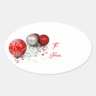 Ovale Weihnachtsschmuck Geschenk Aufkleber