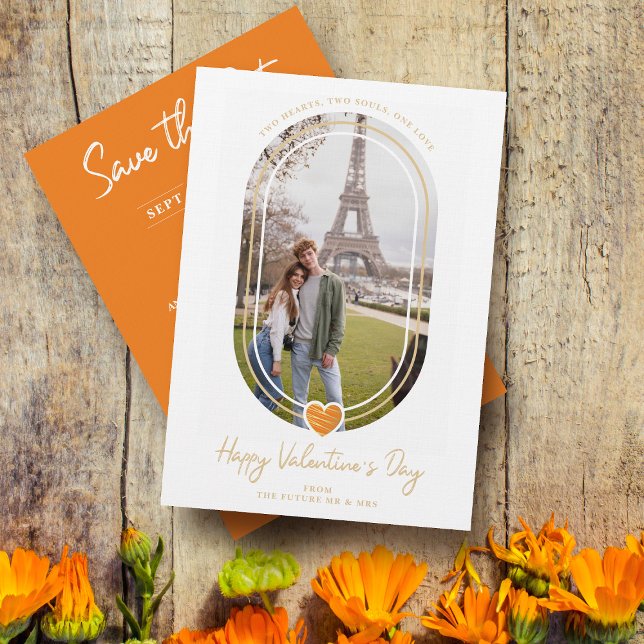 Ovale Wirkung Orangefarbenes Herz - Glücklicher Va Save The Date (Von Creator hochgeladen)