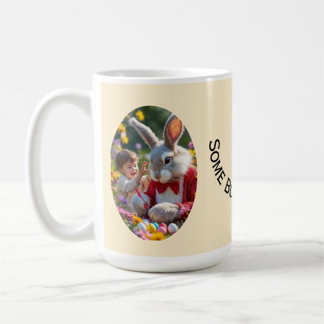 Ovaler Bilderrahmen mit Hase und Kind zu Ostern Kaffeetasse (Links)