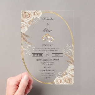 Ovaler Boho-Hochzeitsring Spanische Hochzeitseinla Acryleinladungen
