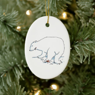Ovaler Keramik-Schmuck in Form eines Eisbären Keramik Ornament