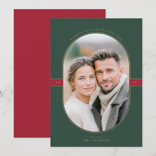Ovaler Rahmen Neujahrsfoto Feiertagskarte