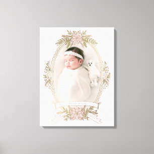 Ovales Feminine-Rahmenband und Feriengrün Leinwanddruck