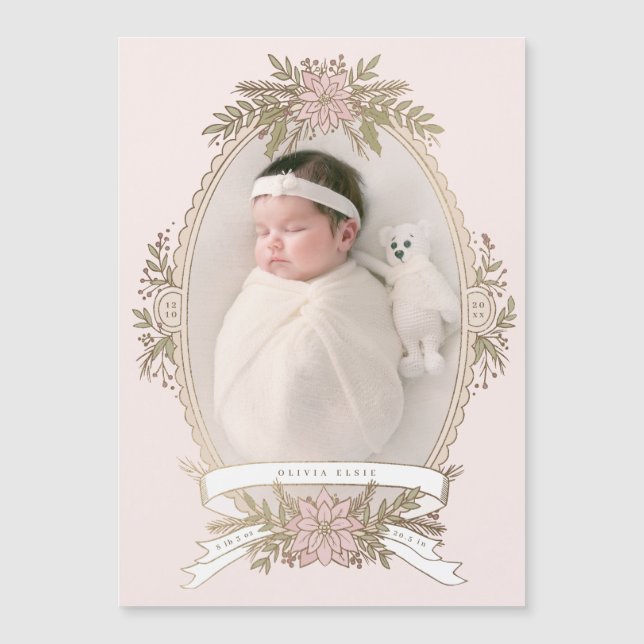 Ovales Feminine-Rahmenband und Feriengrün Magnetkarte (Vorderseite)