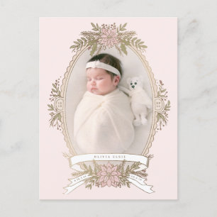 Ovales Feminine-Rahmenband und Feriengrün Postkarte