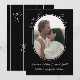 Ovales Foto mit dünner Kante und minimalem Bug Save The Date