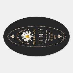 Ovales Honiglabel mit heraldischen Bienen und dais Ovaler Aufkleber