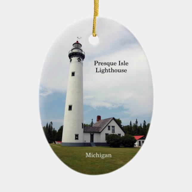 Ovales Ornament der Presque Isle Lighthouse (Vorne)