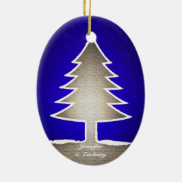 Ovalgeschnittene Weihnachtsbaum-Verzierung - Keramikornament