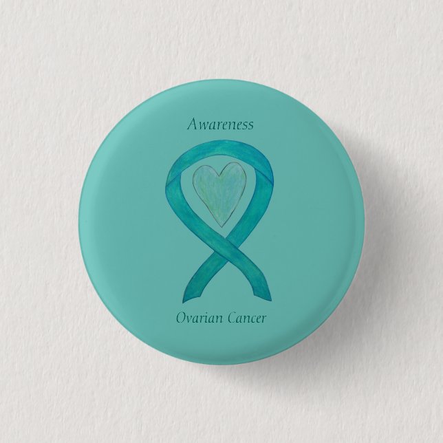 Ovarialkarzinom Aquamarines Bewusstseinsgefühl Ban Button (Vorderseite)