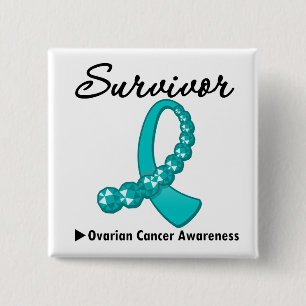 Ovarialkarzinom Besiedelung Gemstone Ribbon Button