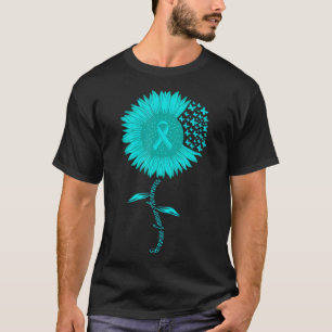 Ovarialkarzinom Bewusstsein Sonnenblume Aquamarin T-Shirt