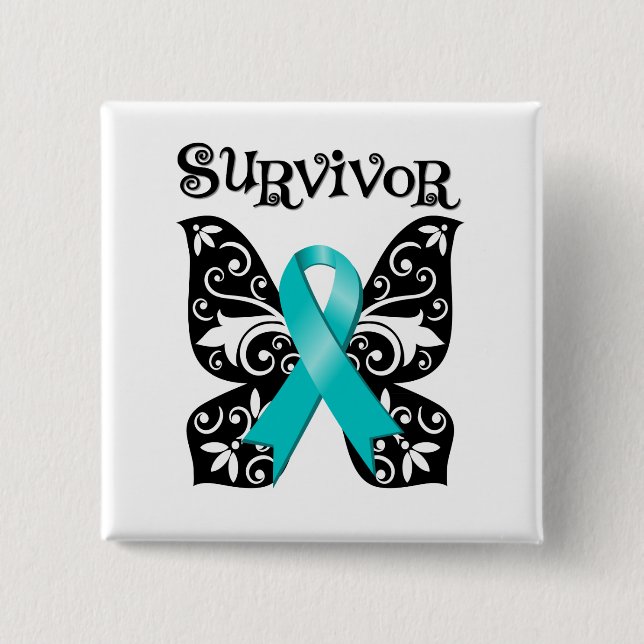 Ovarialkarzinom Butterfly Survivor Button (Vorderseite)
