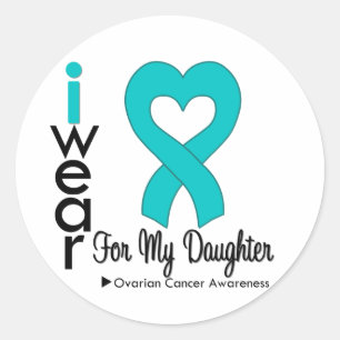 Ovarialkarzinom Ich trage Aquamarines Herz für mei Runder Aufkleber