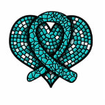 Ovarialkarzinom Mosaik Herz-Band-Skulptur Freistehende Fotoskulptur<br><div class="desc">HINWEIS: Dieses hübsche Design kann als Skulptur mit Ständer in zwei Größen,  Magnet,  Ornament,  Button oder Schlüsselkette bestellt werden.</div>