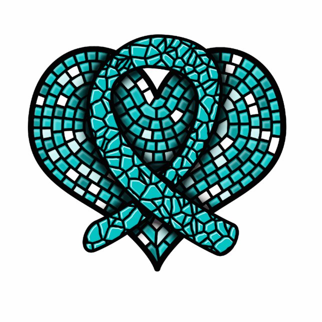 Ovarialkarzinom Mosaik Herz-Band-Skulptur Freistehende Fotoskulptur (Vorne)