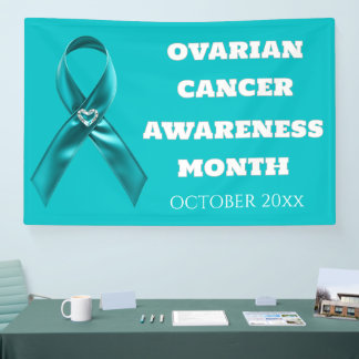 Ovarian Cancer Awareness cervical teal ribbon Banner