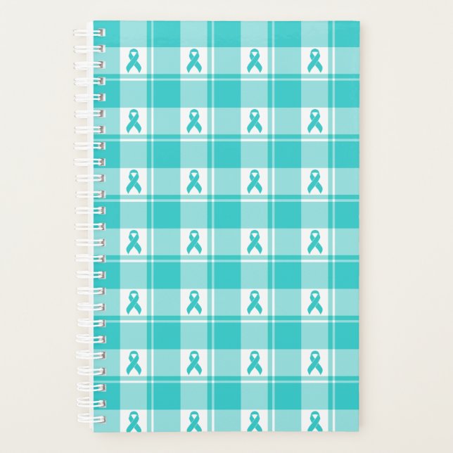 Ovarian Cancer Awareness Plaid Planner, Teal Planer (Vorderseite)