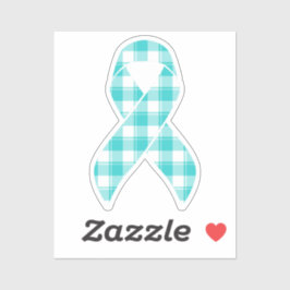 Ovarian Cancer Awareness Plaid Ribbon Teal Aufkleber