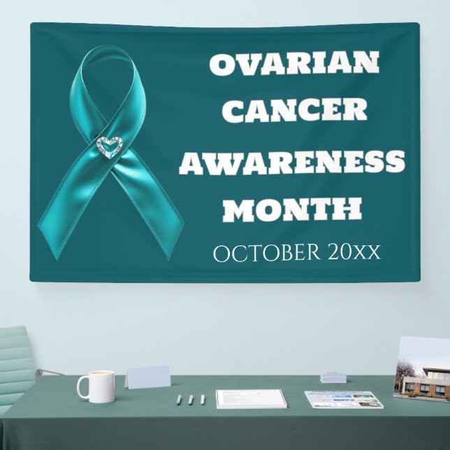 Ovarian Cancer Awareness teal ribbon cervical Banner (Messe)