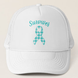 Ovarian Cancer Awareness Teal Ribbon Survivor Truckerkappe