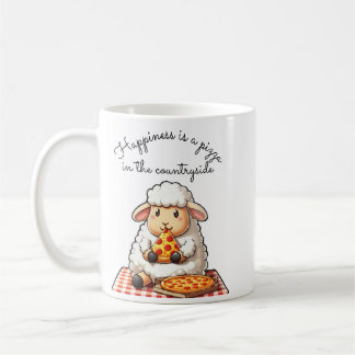 Oveja comiendo pizza kaffeetasse