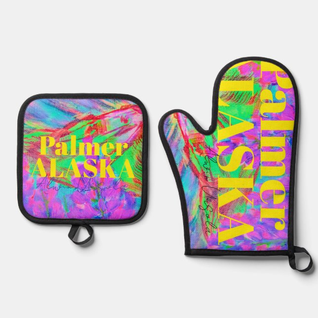 Oven Mitt and Pot Holder Ofenhandschuh & Topflappen-Set (Vorderseite)