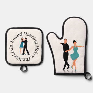 Oven Mitt and Pot Holder - Round Dancer Ofenhandschuh & Topflappen-Set