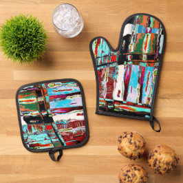 Oven Mitt and Pot Holders – Collapse Reflection  Ofenhandschuh & Topflappen-Set