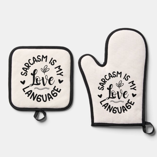 Oven Mitt and Pot Holders Ofenhandschuh & Topflappen-Set (Vorderseite)